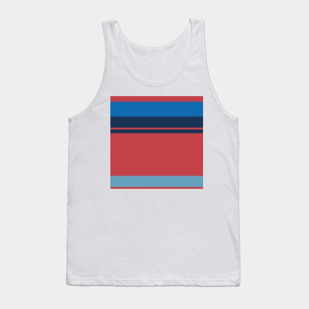 A soft merger of Dark Blue Grey, Reddish, Nice Blue and Cerulean Frost stripes. Tank Top by Sociable Stripes